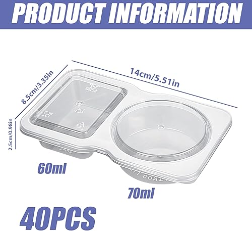 LEKEFETO Lot de 40 boîtes de rangement réutilisables avec couvercle, double compartiment, pour snacks, sauces, épices - Nail Gallerys