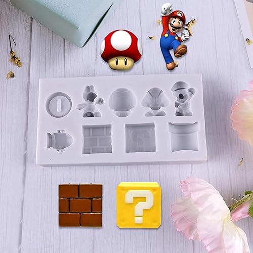 Hsupez Moule en silicone, moule de cuisson en silicone, moules à gâteau 3D, moule à chocolat pour fondant mario, emporte-pièces pressables, bonbons à gâteaux, pour les fêtes quotidiennes, les fêtes de - Nail Gallerys