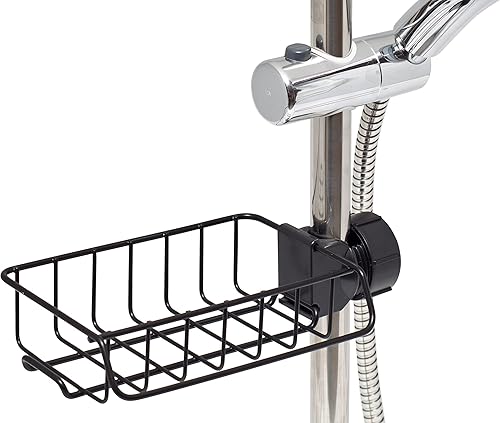 simplywire - Panier de douche - À visser sur la colonne de douche - Étagère de salle de bain sans perçage - Noir - Nail Gallerys