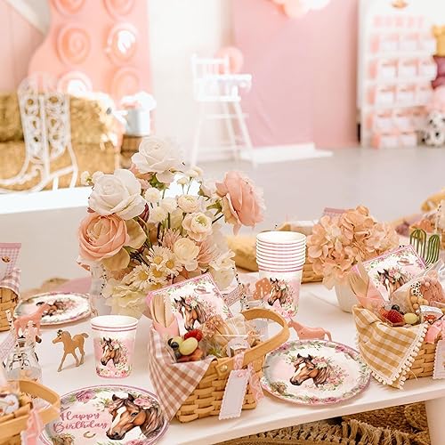 80 PCS décoration d'anniversaire western cheval serviettes et assiettes tasses cheval petit poney décoration d'anniversaire pour western cowboy cowgirl fête d'anniversaire à thème baby shower - Nail Gallerys