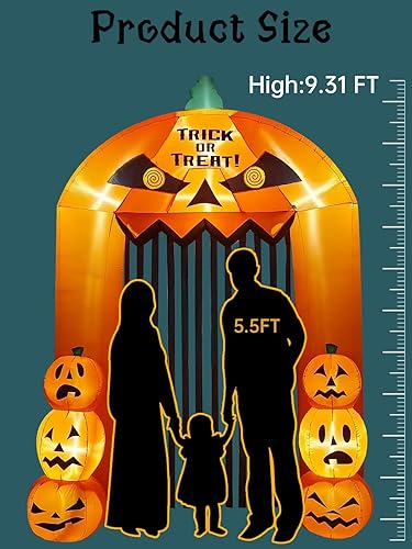 Kalolary 9 Pieds Haut Arche Citrouille Gonflable d'Halloween, Géante Porte Décoration d'Intérieur et d'Extérieur pour Maison Famille Fournitures Fête - Nail Gallerys