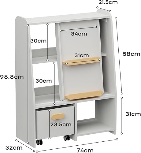 BanaSuper Bibliothèque Enfant Multifonctionnelle avec Rangement Jouet Mobile, Étagère de Rangement pour Tout-Petits avec Porte Coulissante et Grande Étagère Ouverte, Meuble de Rangement Enfant - Nail Gallerys