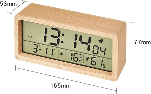 SANON Réveil Numérique, Horloge Numérique LCD en Bois avec rétroéclairage, Horloge Digitale pour Ajuster la Température et l'humidité de la Chambre - Nail Gallerys