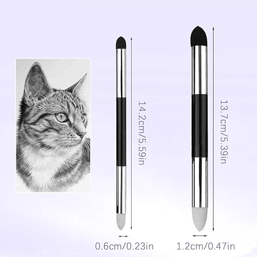 Lot de 2 pinceaux éponges à double pointe lavables et réutilisables, outil de dessin pastel doux pour artistes professionnels, débutants, étudiants - Nail Gallerys