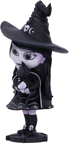 Nemesis Now Cult Cuties Figurine de sorcière Hexara 15 cm, en résine, Noire, Figurine Mignonne de sorcière et félin, complément Parfait à la Collection Gothique, coulée dans la Meilleure résine, - Nail Gallerys