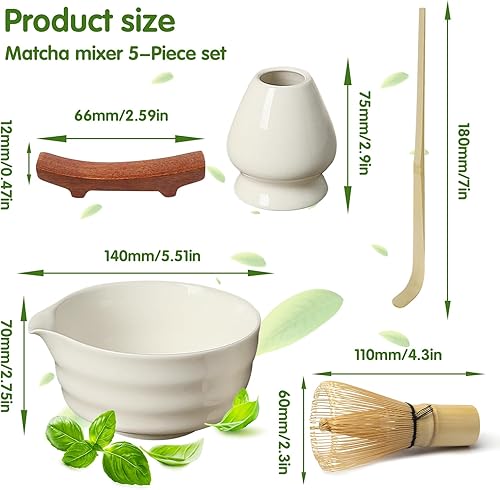 Lot de 5 fouets à matcha avec bec verseur, fouet en bambou, fouet à matcha pour machine à matcha, cadeau pour les amateurs de matcha (blanc) - Nail Gallerys