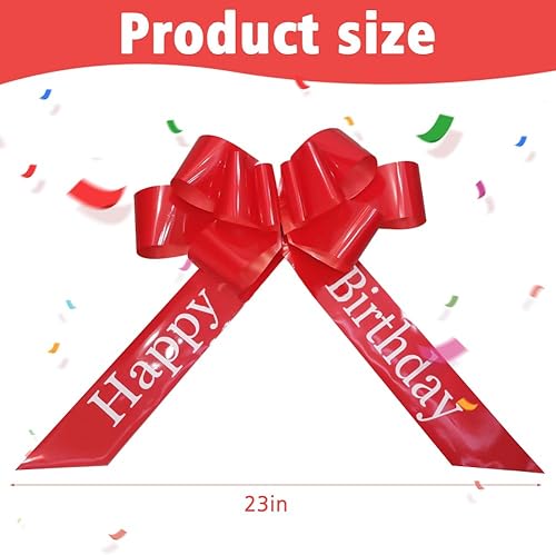 Begonia Joyeux anniversaire pour voiture - Grand nœud rouge de 58 cm - Grand nœud pour voiture - Grand nœud cadeau avec inscription « Alles Gute zum Geburtstag » - Nail Gallerys