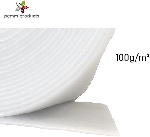 Tissu ouate volumineux au mètre 100g/m², 1,00 m de large, 5 m de long, env. 10 mm d'épaisseur, 5 m², (EUR 4,39 /m²), 100% polyester, lavable, Oeko-Tex Standard 100, classe de produit 1, non-tissé - Nail Gallerys