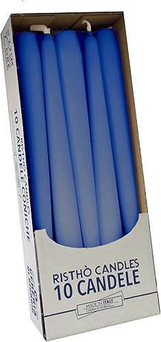 Lot de 10 bougies coniques diamètre 2,2 cm hauteur 25 cm – Couleur bleu Dusk – Fabriqué en Italie – Bougies Horeca – Cereria Di Giorgio - Nail Gallerys