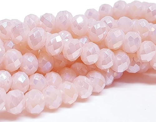 Perles de verre tchèque, en cristal CZ de Bohême, rondes, à facettes, 4/6/8/10 mm, rose poudre AB, 6 x 4 mm - Nail Gallerys