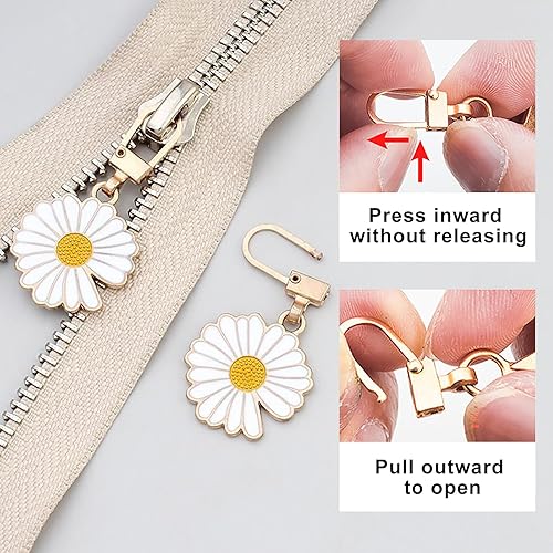 pekifaves 10 Pièces Marguerite Tirette Fermeture Eclair Remplacement, Daisy Reparation Curseur Fermeture Eclair, Universel Languette De Réparation Pour Zipper, pour Vestes, Manteaux, Valises, Jeans - Nail Gallerys