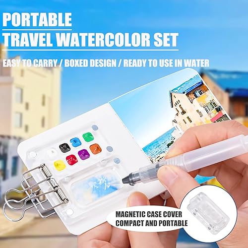 Kit de peinture de poche, palettes de gouache - Mini palette de peinture aquarelle pliable en acrylique avec carnet de croquis, clip et stylo, pour esquisse, peinture en plein air - Nail Gallerys