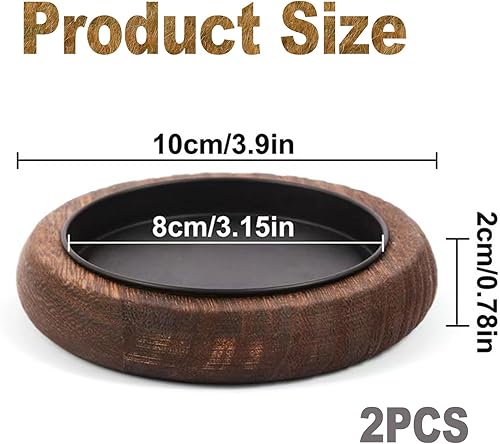 Yicoovey Lot de 2 bougeoirs en bois massif (plateau rond de 11 cm) – Kit de décoration marron foncé avec gouttière de cire intégrée pour bougies chauffe-plat et bougies piliers - Nail Gallerys