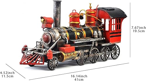 Modèle de locomotive à vapeur rétro en fer forgé, modèle de collection de train de locomotive classique en fer forgé pour l'artisanat de cadeau de décoration de porche à la maison, 41 * 11.5 * 19.5CM - Nail Gallerys