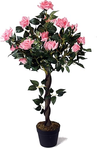 Arnusa Rosier artificiel - 90 cm - Rose avec 21 roses et 259 feuilles - Rose artificielle - Plante artificielle en pot - Nail Gallerys