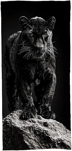 Serviette de Plage Microfibre Femme Homme XL 90 x 180 cm, Séchage Rapide Grandes Serviette La Panthère noire Microfibre Anti Sable pour Extérieur, Plage, Voyages, Natation, Camping, Vacances, Y-482 - Nail Gallerys