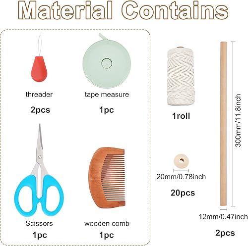 FREEBLOSS 2 Ensembles Kit de Bricolage en Plumes de Macramé Cordon de Macramé de 100M et 20 Perles en Bois, Boho Macramé Tenture Murale Decor Fait À La Main Cadeau pour Maman - Nail Gallerys