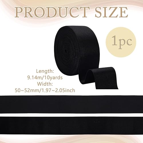 BENECREAT Bandes Élastiques Lisses en Satin Noir de 10 yards/9.1 m Garniture Très Extensible de 50mm pour Vêtements Pantalons Ceinture Perruques Jupes Projets de Bricolage - Nail Gallerys