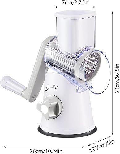Râpe à Fromage Rotative,Coupe Legumes Multifonctions avec 3 Lames de Tambour Détachables,Râpe à Légumes Facile à Nettoyer pour Une Coupe Rapide et Différente,Adaptée aux Légumes,Fruits,Noix,etc. - Nail Gallerys