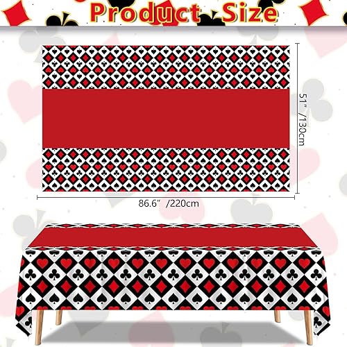 Lot de 4 nappes de 130 x 220 cm - Motif casino - Décoration de fête - Las Vegas - Carte de jeu - Nappe de fête - Nappe de fête - Motif casino - Nail Gallerys