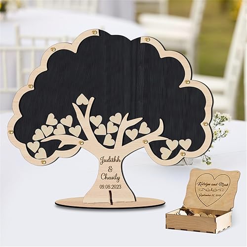 GGUIUIC Livre d'or de Mariage en Forme d'arbre avec 30-100 Coeurs en Bois pour Le Livre d'or Livre d'or de Mariage en Forme d'arbre Réception pour la fête - Nail Gallerys