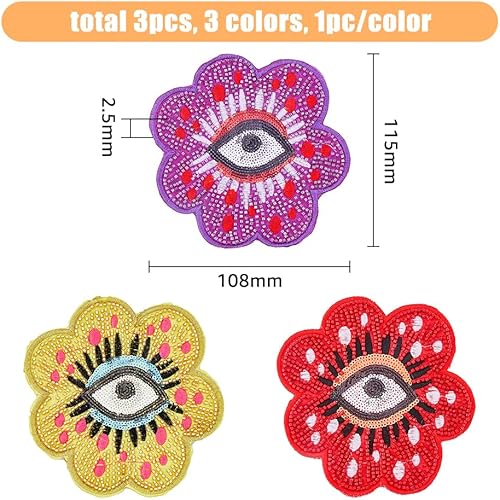 HOBBIESAY 3 couleurs 108mm Motif Œil de Fleur Patchs Paillettes Perles Paillettes Vêtements Patchs Polyester Broderie Appliques Couture Artisanat Décoration pour Vêtement Bricolage Accessoires - Nail Gallerys