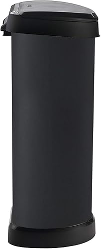 CURVER Poubelle Touch, 40L - Poubelle Haute Aspect Métal - Pour Cuisine, Bureau, Salle de Bain - Ouverture Pratique avec la Main ou le Coude - 34.9 x 28.2 x 68 cm - Gris - Nail Gallerys