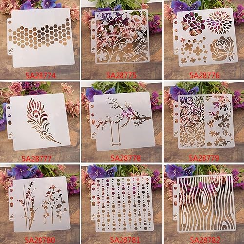 Pochoirs en forme d'étoile - Pour scrapbooking, gaufrage, album, bricolage, peinture, pochoirs en plastique - Pochoirs en plastique pour enfants - Pochoirs en plastique - Motifs arbres - Nail Gallerys