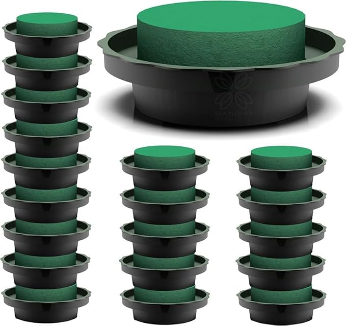 Silk Flower Warehouse Lot de 20 cylindres en mousse humide avec plateaux – Briques en mousse pour compositions florales pour mariage, fête, centres de table et arrangements funéraires – Fournitures de - Nail Gallerys