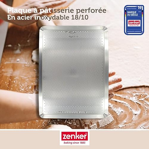 Zenker 1540350 Plaque à pâtisserie perforée inox, plaque de four, plaque perforée, acier inoxydable, Gris, 40 x 30 x 1,5 cm - Nail Gallerys