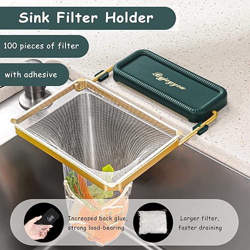 Porte-Filtre pour Passoire d'Évier Filtre Évier de Cuisine avec 100 Sacs de Maille Pliable Évier Panier de Crépine Filtres à Tamis Portable Passoire Evier Porte pour Légumes Déchets Restes Gadget - Nail Gallerys