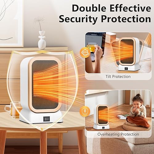 Journeyside Mini Radiateur Soufflant, Chauffage d'appoint 1000W PTC Radiateurs Soufflants à Économie D'énergie,2 Modes de Chauffage Petit Chauffage D'appoint, 2s de Chaleur Rapide pour Bureau, Blanc - Nail Gallerys