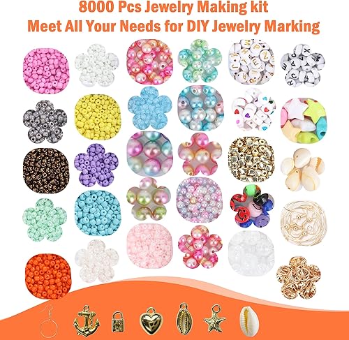 Uarekididol Jewelry 48 Couleurs 8000 Pièce Perles De Rocaille En Verre Perles Pour Bracelet Perles Pour Bijoux Kit Bracelet La Décoration De Bricolage Kit Perles, Adultes Enfants - Nail Gallerys