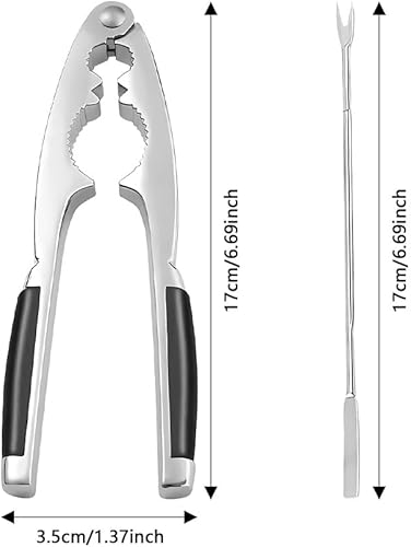JOYIAL Lot de 2 casse-noisettes pour noix avec aiguille à crabe multifonction en acier inoxydable avec 1 fourchette pour tous les types de noix - Nail Gallerys