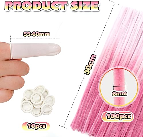 TOAOB - Lot de 100 cure-pipes en chenille - Dégradé de couleur rose - 30 cm de long et 6 mm de large - Pour travaux manuels et décoration - Bricolage - Nail Gallerys