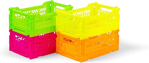 Ay-Kasa Caisse pliante solide en plastique, empilable, orange fluo, mini (27 x 17 x 11 cm) - Nail Gallerys