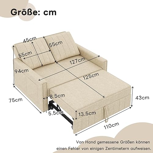 Canapé convertible en Forme de L, Canapé lit gigogne avec fonction couchage, Canapé convertible 3 places avec espace de rangement et porte gobelet rabattable, Canapé d'angle convertible en Linen Gris - Nail Gallerys