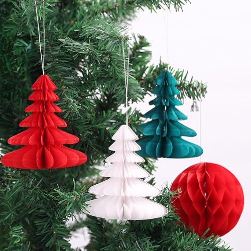 Becellen 12 Pièces 3D Noel Décoration Sapin, Stéréoscopique Christmas Papier Boule de Noël Ornement Déco Hiver Hanging Décoration pour Noël Fêtes - Nail Gallerys