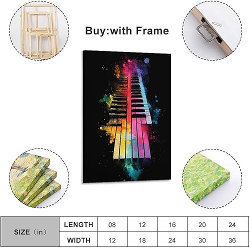 YMXHJJ Poster sur toile avec touches de piano colorées et vives pour espaces modernes, art mural moderne, peinture décorative à suspendre 30 x 45 cm - Nail Gallerys