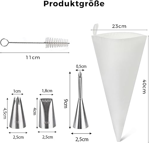 TAKUZA Lot de 14 Poches à Douille Professionnelles avec Douilles réutilisables, Grand Jeu de Douilles à Douille, Douilles pour Poches à Douille, 11 Douilles à Douille en Acier Inoxydable, Grandes pou - Nail Gallerys
