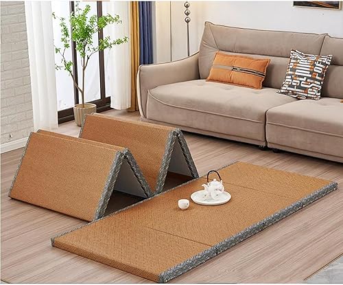 LINSGV Tatami Japonais Matelas Pliable Futon en Herbe Marron - Matelas de Sol Idéal pour la Méditation, le Yoga, la Chambre Zen Japonaise (150 x 200 cm) - Nail Gallerys