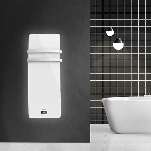 Sèche-Serviette Electrique en Verre mural Omiros Sannover 850 W Blanc - Nail Gallerys