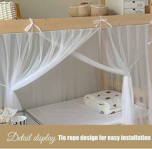 LONONE Moustiquaire lit à baldaquin Rideaux de lit à baldaquin Simples pour lit superposé inférieur Rideau Cadre à baldaquin pour dortoir d'étudiants,Milk White,90cm - Nail Gallerys