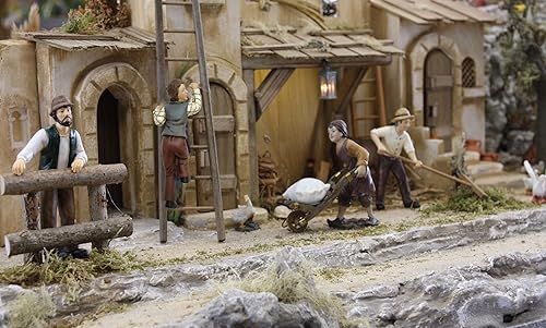 FADEDA Berger avec mouton, agenouillé, hauteur : 9 cm, peinte à la main, figurines de crèche détaillées, décoration de table de Noël, accessoire de crèche - Nail Gallerys