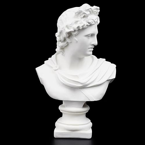 jojomis Réplique de buste d'Apollo - 30 cm - Portraits - Collection artisanale - Blanc - Taille M - Nail Gallerys