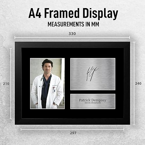 HWC Trading FR A4 Patrick Dempsey Grey's Anatomy Derek Shepherd Cadeaux Imprimé Signé Autographe Photo pour les fans d’émissions de télévision - A4 Encadré - Nail Gallerys