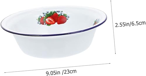 SMASOLO Bol Émail Profond pour Soupe et Salade Bassin de Pratique avec Motif Fraise Design Antidérapant et Bords Lisses pour Servir Nouilles et à - Nail Gallerys