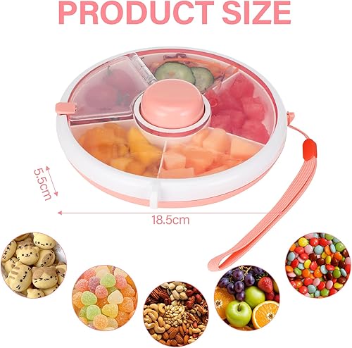 Farerkass Spinner à Snack Rotatif, Boîte à Snack pour Enfants, Boite à Collation, Boîte Spinner à Snack avec 5 Compartiments, Idéal pour les Tout-Petits et les Enfants pour Bonbons, Noix (Rose) - Nail Gallerys