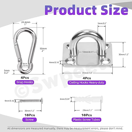 Swpeet Lot de 40 crochets à visser M5 en acier inoxydable de qualité supérieure - Avec crochets en forme de losange - Vis avec tube d'expansion en plastique - Crochets de plafond pour activités - Nail Gallerys