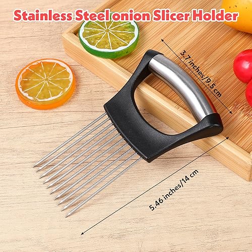 Support à oignons pour trancher un grand coupe-oignon, trancheuse de citron, hachoir à légumes en acier inoxydable, hachoir de cuisine, outil assistant de tranchage, trancheuse de tomates pour pommes - Nail Gallerys